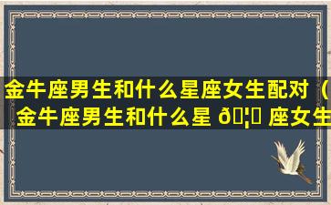 金牛座男生和什么星座女生配对（金牛座男生和什么星 🦟 座女生配对最 🐴 好）